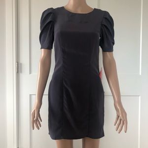 ASOS Gray Purple Short Puffy Sleeves Silky Sheen Mini Dress 2 XS